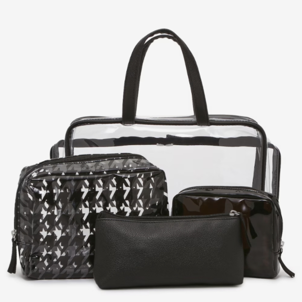 NEW Travel Set With Clear Handbag And 3 Storage Organizer Pouches